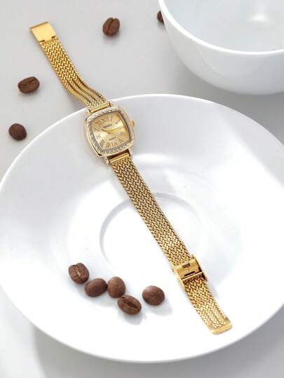 1pc Women's Vintage Versatile Roman Numeral Minimalist Quartz Watch, Suitable For Daily Wear