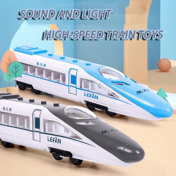 1pc Children's Simulation Bullet Train, Rebound Car With Sound And Light, Children's Boy Toy Train, High-Speed Rail, Small Train, Light Rail Model