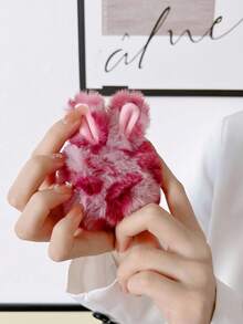 可爱毛绒大象耳朵耳机盒 - 蓝色和粉色，兼容第 1/2 代、Pro/Pro2、第 3 代、第 4 代（可爱的礼物） - 玫瑰紅 - 查看 5