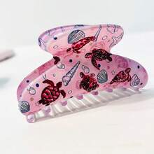 1 pezzo Accessorio per capelli a forma di tartaruga stampato - Fermaglio per capelli antiscivolo, adatto per donne, adatto per code di cavallo alte, chignon e uso quotidiano, accessorio per capelli con disegno animale bianco e blu, acconciatura con coda di cavallo, motivo vivace, comodo da indossare, accessorio per capelli di moda casual