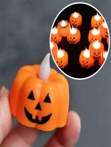 4 velas de calabaza, decoración de calabaza brillante para Navidad, fiestas y uso diario - Multicolor - Ver 6