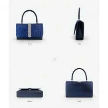New Sparkly Glitter Evening Bag Clutch Purse For Women Rhinestones Royal Blue Clutch Bag With Handle And Silvery Chains Handbag Shoulder Bag For Party Wedding Formal Occasion Small Clutches Purse - 寶藍色 - 查看 10