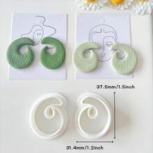 1pc/2pcs Elegant Curved Geometric Soft Clay Earring Mold DIY Jewelry Pendant Shaping Cutter Set - White - View 2