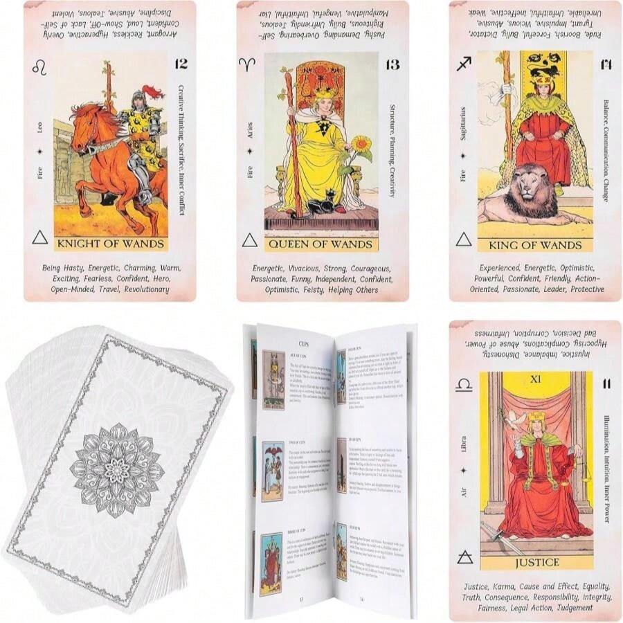 Fofeadm Tarot Cards With Guide Book &Amp; Linen Carry Bag, 78 Classic Original Tarot Cards Deck Fortune Telling Game With Meanings On Them For Beginners To Expert - White Tarot Cards - 查看 1