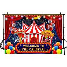 Circus Carnival Backdrop For Photography Welcome To The Carnival Banner Photo Background For Carnival Theme Birthday Party Decorations Red Tent Colorful Balloons Photography Background - Phong cách - Xem 4
