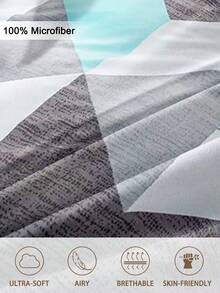 3pcs Geometric Pattern Duvet Cover Set (1 Duvet Cover And 2 Pillow Shams), Soft And Skin-Friendly, Suitable For All Seasons - Multicolor - View 5