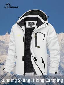 KEFITEVD Men's Fleece Lined Warm Jacket Multi-Pocket Outdoor Work Winter Wear Ski Hiking Camping Jacket - White - View 1