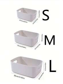 3件套（S+M+L）白色桌面收纳盒长方形化妆厨房抽屉塑料篮用于整理钥匙和小物品，设计简洁优雅 - 彩色 - 查看 8