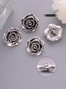 Vintage Rose Flower Metal Buttons 6 Packs, Antique Style Decorative Button For Coats, Sweaters, Suits, Jackets, Women's Fashion, DIY Crafts, Hair Accessories, Sewing Supplies - Golden & Silver Grey