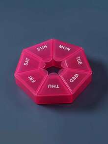 耐用的聚丙烯每周药丸收纳盒 - 紧凑的圆形设计，7 个隔层，多色，便携式每日药物储存，方便旅行，钱包药盒 - 彩色 - 查看 11