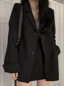 Chaqueta Blazers de Mujer Moda coreana suelta estudiante pequeño traje femenino - Negro - Ver 1