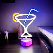 1 件鸡尾酒形 LED 霓虹灯，外星人，鸡尾酒 LED 灯适用于家庭卧室墙壁装饰，适用于房间、露营、酒吧、影响者直播、生日派对、求婚、情人节、母亲节、游戏室、家居装饰、派对装饰、圣诞节和其他节日装饰和礼物
