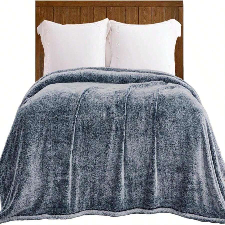 Exclusivo Mezcla Plush Fuzzy Fleece Throw Blanket Extra Large, Super Soft, Fluffy And Warm Blankets For Couch, Bed, All Season Use (50x70 Inches, Pink) - Azul marino mixto - Ver 1