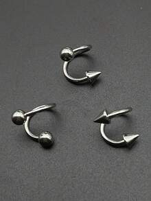 3件套性感甜美S形不锈钢女士唇环唇钉外螺纹尖唇穿孔饰品