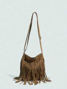 Bolso de hombro con flecos vintage para niñas de 14+ años, bolso de bandolera: Ligero, de gran capacidad, con correa ajustable, de moda para uso al aire libre