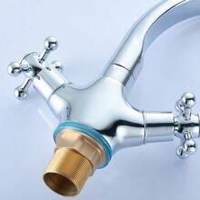 YUNRUX Retro Faucet Two-Handle Mixer Washbasin Faucet Kitchen Bathroom Mixer Tap Washbasin Faucet Two-Handle Sink Mixer Tap - Silver - View 8