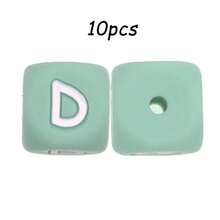 10件/26件，12毫米，绿色字母硅胶珠（A-Z）可用于DIY节日氛围|钥匙扣|背包挂件等，也可用作创意手链等