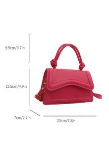 别致休闲手提包，复古时尚腋下包，纯色单肩托特包，通勤包，2024秋季新品 - 玫紅色 - 查看 2