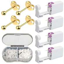 5pcs Ear Piercing Kit With Plastic Earrings For Ear Infection,Disposable Ear Piercing Gun Built-In Earrings Stud