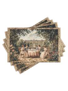 1/4/6/8/12 buah Alas Meja Tapestry Versailles - Alas Meja Poliester Elegan, 12,6x16,5 inci, Ideal untuk Pesta Liburan & Dekorasi Rumah, Alas Meja Persegi Panjang yang Dapat Dicuci, Perlengkapan Meja Liburan | Perlengkapan Meja Elegan | Peralatan Makan Tahan Lama, Dekorasi Versailles - MultiWarna - View 1