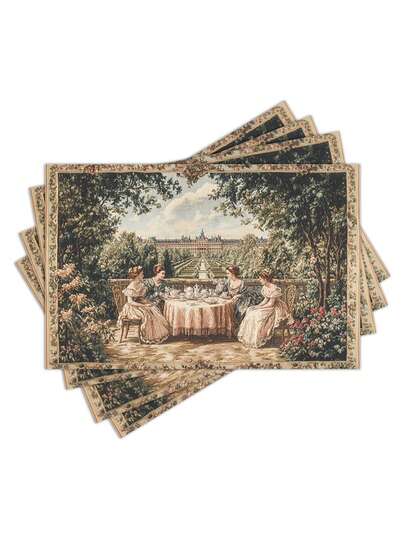 1/4/6/8/12 件凡尔赛挂毯餐垫 - 优雅的涤纶桌垫，12.6x16.5 英寸，适合节日派对和家居装饰，可水洗的矩形餐具，节日餐桌布置 | 优雅的餐桌布置 | 耐用的餐具，凡尔赛装饰