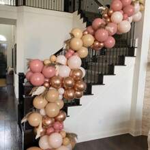 50 Stücke Vintage-rosa & weißgold Metallballons in Roségold, 10 Zoll, geeignet für Innen- und Außendekoration von Partys, Babypartys, Taufen, Hochzeiten, Geburtstagen, Jubiläen