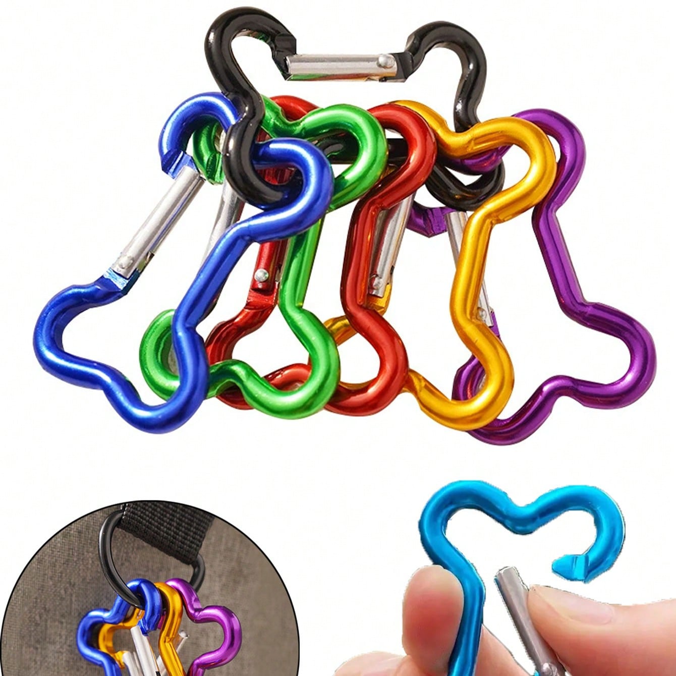 4pcs Aluminum Snap Hook Carabiner Bone Shaped Ring Key Chain Clip Keychain Hiking Camp Outdoor Hooks,Colorful Outdoor Keychain,Bone -Shaped Aluminum Carabiners, Heavy Duty Spring Hook Keychain Clips, Lightweight & Mixed Colors, Ideal For Camping, Fishing, Pet Leashes, And Securing Indoor/Outdoor Gear, Camping Accessories
