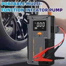 Multifunctional Portable Wireless Car Emergency Starter With Tire Inflator Pump, Air Compressor, LED Flashlight, And Emergency Light - USB Rechargeable, Easy Tire Inflation Modes, Display Screen - Deep - View 4