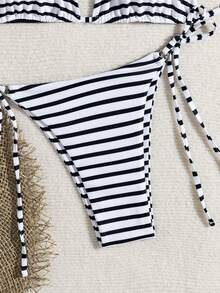 Bộ bikini sọc đen trắng thời trang gợi cảm dành cho nữ - trắng - Xem 9