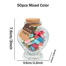 50pcs/Bottle Message Capsule Love Pills Rolled Paper Blank Notes Clear Wishing Bottle Capsule Pills Party Favorite Birthday Wedding Gift (With Wishing Glass Bottle) - Multicolor - View 19