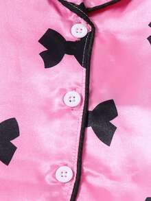 女婴心形图案长睡衣套装 - 玫紅色 - 查看 4