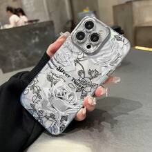 Funda para teléfono (1 unidad) con hilo de color degradado, IMD, láser. Compatible con phone 6/15/14/13/12/11 (toda la serie), 13/14 Pro, 15 Plus y 16 Pro. Incluye protector de lente. Resistente a golpes. Diseño clásico híbrido. - Blanco - Ver 4