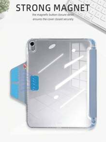 1pc Acrylic Y-Fold Flat Tablet Case, Customizable Text Design, Suitable For IPad Mini6/Mini7/9.7/10.2/10.5/Air4/Air5/10th/10.9/Pro11/Air11(M2)/Pro11(M4)/IPad Air 11-Inch (M3) 2025/Apple IPad(2025), Magnetic Closure, Multi-Angle Stand, Pencil Holder, Transparent Acrylic Back Cover, Sleep/Wake Function, Casual/Minimalist/Blue Tablet Sleeve - Lavender - View 3