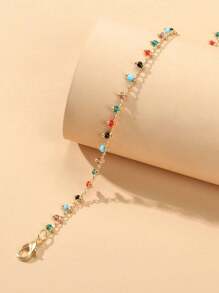 1 pezzo Cavigliera decorata con gemme colorate, accessorio versatile di moda per uso quotidiano, spiaggia, abbigliamento da resort