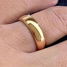 1pc Unisex 6mm Classic 18K Gold Plated Stainless Steel Ring, Gold Or Silver Color, Minimalist Smooth Arc Design, Elegant Wedding And Anniversary Jewelry Gift, Durable Non-Fading Stainless Steel Fashion Accessory, Minimalist Luxury Design, Suitable For Engagement Or Wedding Ring, Perfect Choice For Proposal And Engagement