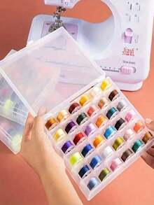 25pcs Sewing Thread Set With 1 Transparent Storage Box, Suitable For Clothing Repair, Jewelry Making, Leather Sewing, Assorted Colors To Meet Various Needs - Multicolor - View 6