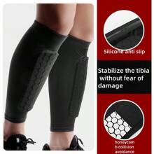 1 pièce Protège-tibia de football, manchon de compression pour le mollet unisexe avec coussin en nid d'abeille, convient pour l'entraînement des tibias, le baseball, la boxe, les arts martiaux mixtes et le VTT, léger