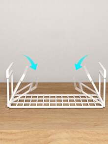 Expandable Under Cabinet Shelf,Foldable Shoe Rack, Extendable Under Shelf Storage With Removable Wire-Like Back For Pantry Cabinet, Laundry Room, Shoe Rack. Layered Partition, Shoe Rack, Hanging Basket, Storage Rack, Organizing Shoe Rack, No Drilling, Large Capacity - Multicolor - View 5