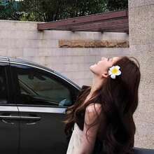 四件套，两件套仿鸡蛋花发夹，海滨度假风格照片夹，超级仙女发饰，服装配饰，热带白玫瑰发夹-2.5英寸泡沫派对装饰，优雅复古风格，适合婚礼