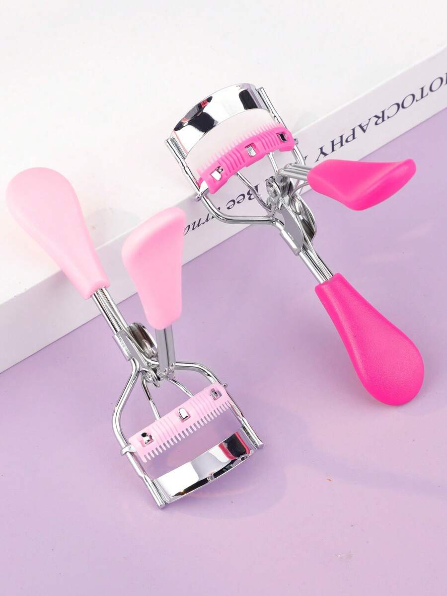 1个带内置梳子的睫毛夹，假睫毛辅助器，专业睫毛夹，强力定型，打造清晰轮廓，美化眼部，打造浓密睫毛，附赠额外橡胶垫，适合日常妆容的睫毛修饰工具 - 彩色 - 查看 1