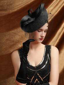 1pc Tea Party Fascinator Hat For Women Kentucky Headwear Feather Derby Pillbox Wide Church Veil Hat For Cocktail Wedding Halloween - Multicolor - View 3