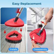 Spin Mop Replace Head Compatible With Ocedar EasyWring 1 Tank, Upgraded Scrub Brush Mop Replacement Head, 2 Microfiber Mop Refills, 1 Mop Handle, 1 Mop Base And 1 Mop Base Cleaning Brush Combo Set,7658711
