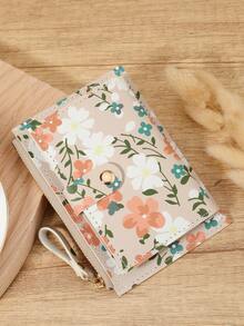 精致花朵花瓣图案带扣时尚卡夹轻薄便携现金身份证信用卡零钱袋适用于生日礼物周年纪念圣诞节情人节情侣女士女孩青少年大学生学校学生包学校用品适用于学校宿舍和返校 - 粉色 - 查看 4