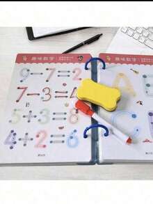 1 Set Of 32 Page Mind Enlightenment Movement Reusable Magic Practice Tracking Workbook Montessori Painting Education Control Training. Back To School Season Books. (Pen Eraser And Snap Ring Colors Are Randomly Assigned) - Multicolor - View 12