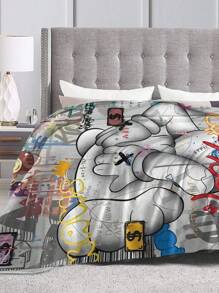 1Pc Kawss Kawaii Kaw Anime Flannel Blanket Gift Cover Blanket, Cozy Plush Flannel Fleece Printed Blanket, Double Blanket, Lightweight Plush, Bed Decoration 50x40inch