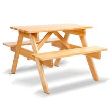 Kids Wooden Outdoor Picnic Table And Chairs Set – Durable Children's Garden Bench Furniture For Playtime And Meals – Perfect For Backyard Fun And Outdoor Activities