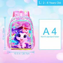 Backpack, 13" Girls Bookbag With Lunch Box, Kids School Backpacks Set For Elementary Preschool Kindergarten- Unicorn - Backpack - View 3