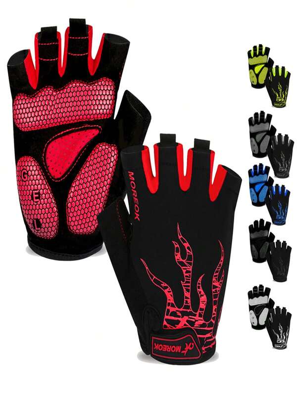 1 paire de gants de cyclisme à demi-doigts, gants de vélo pour hommes, gants de vélo pour VTT avec coussin en gel, absorbant les chocs, respirants, gants de cyclisme sur route anti-dérapants et anti-perdus, légers