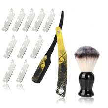 Stainless Foldable Steel Straight Edge Barber Shaving Razor For Men, Folding Vintage Barber Razor, 10 Premium Blades, Replaceable Blades