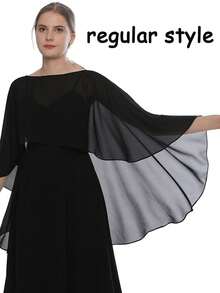 Cardigan Bolero sem mangas em chiffon transparente de cor sólida, verão - Preto - Ver 10